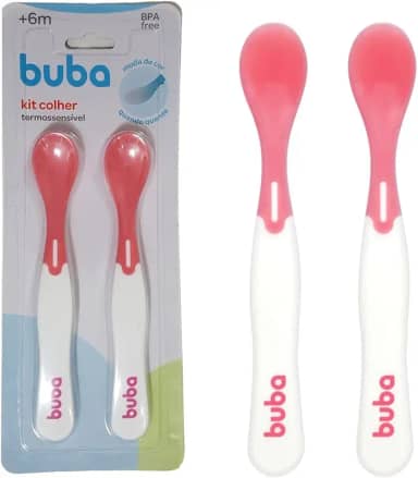 Kit Colher Termossensível Muda Cor Introdução Alimentar Buba Rosa