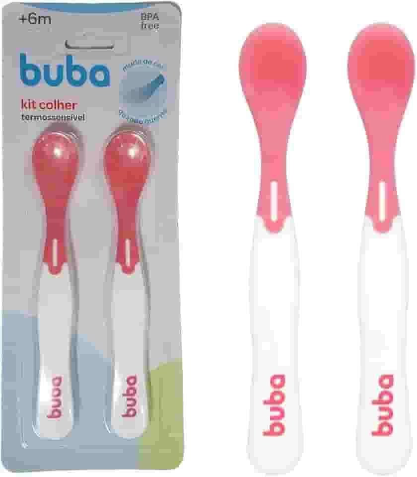 Kit Colher Termossensível Muda Cor Introdução Alimentar Buba Rosa