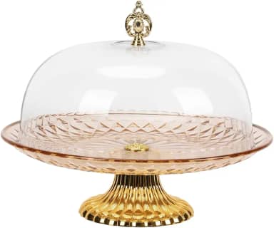 Boleira de Plástico com Pé e Tampa, Queijeira, Boleira com Tampa, Porta Bolo, Prato para Bolo com Tampa, Prato de Bolo, 29.5x29.5x22.5cm