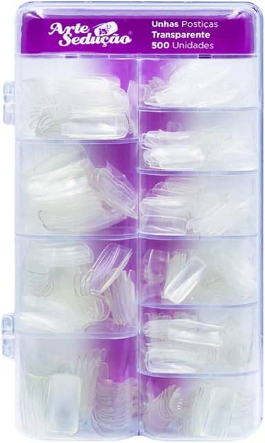 Unhas Postiças Transparente 500 Unidades, Fácil Aplicação, Arte Sedução