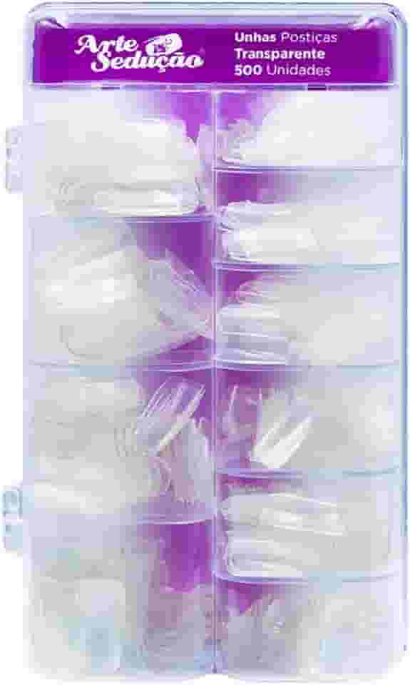 Unhas Postiças Transparente 500 Unidades, Fácil Aplicação, Arte Sedução