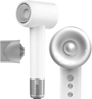 Secador de Cabelo Profissional 1500W, Baixo Ruído, Íons Negativos, Controle de Temperatura, Motor Brushless de Alta Velocidade (120000 RPM), Secagem Rápida, Portátil, 127v/20A (Branco)