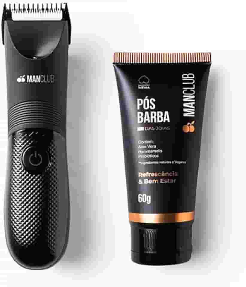 MANCLUB® Kit Desmatador: Aparador Elétrico de Pelos Corporais + Pós-barba das Joias: Proteção para as Partes Íntimas durante todo o dia