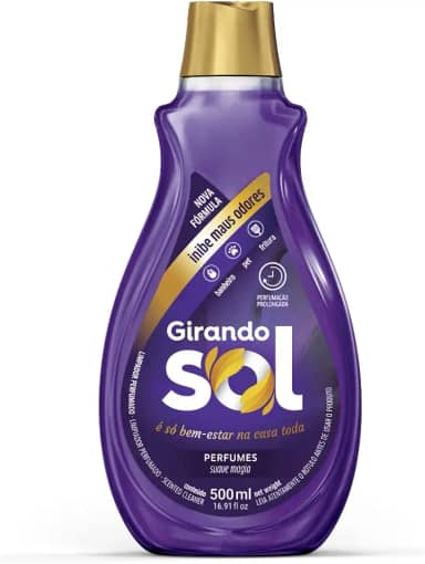 Girando Sol Limpador Perfumado Suave Magia 500Ml Higienizador Multiuso Perfumado Lilás Perfumação Prolongada Para Banheiro Fritura E Pet