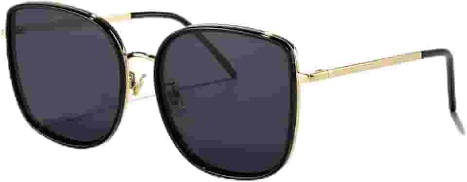 Óculos de sol femininos quadrados de luxo polarizados moda feminina tendência óculos de sol, Armação preta/lente preta, Lens Width: 58 Millimeters