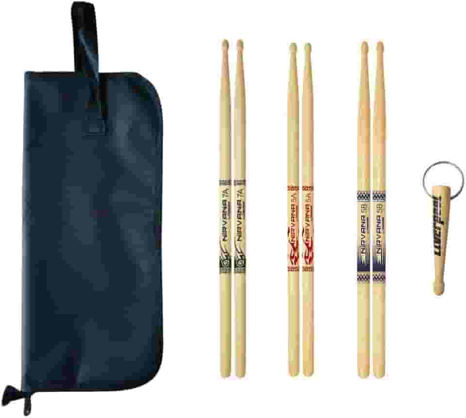 Baquetas Liverpool 7A 5A 5B Nirvana com chaveiro e Bag para baquetas Kit