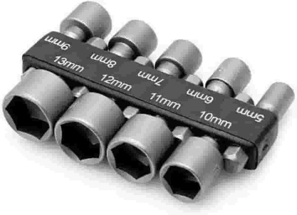JOGO COM 9 SOQUETE CANHAO PARAFUSADEIRA 5MM A 13MM