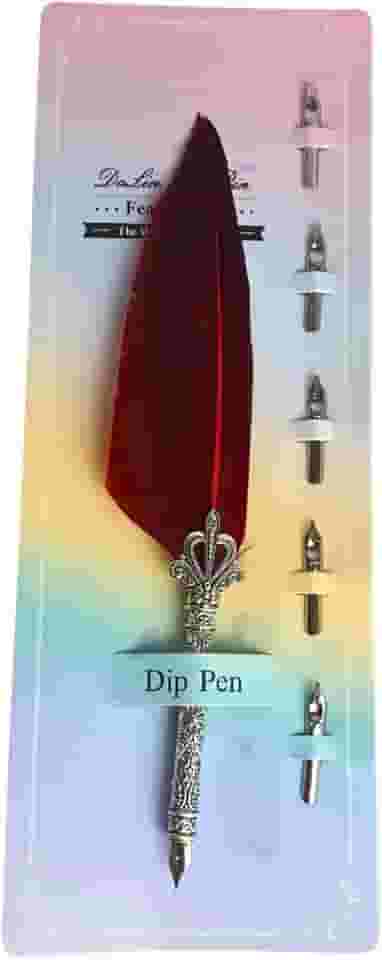 Caneta Tinteiro Pena Simples Vermelho