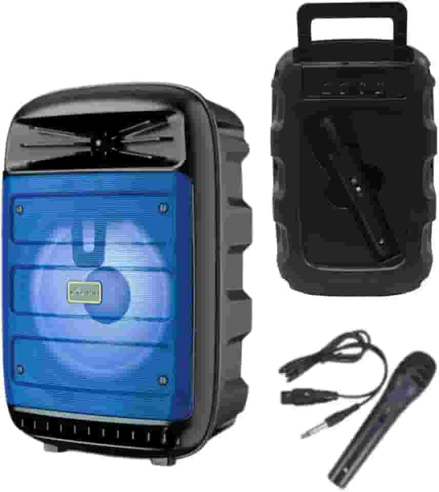KA-8205 Caixa de Som Portátil, 200W, LED Multicolorido, com Microfone, Bluetooth, Entrada USB, Slot para Cartão TF (Micro SD) e Entrada Auxiliar (P2 3.5mm) (Azul)