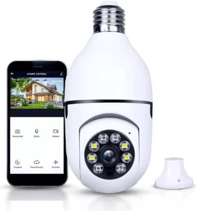 Câmera de Segurança Lâmpada Wi-Fi 360° | Visão Noturna Infravermelha | Áudio Bidirecional | Sensor de Movimento Inteligente | Instalação Fácil em Soquete E27 – Linha Premium