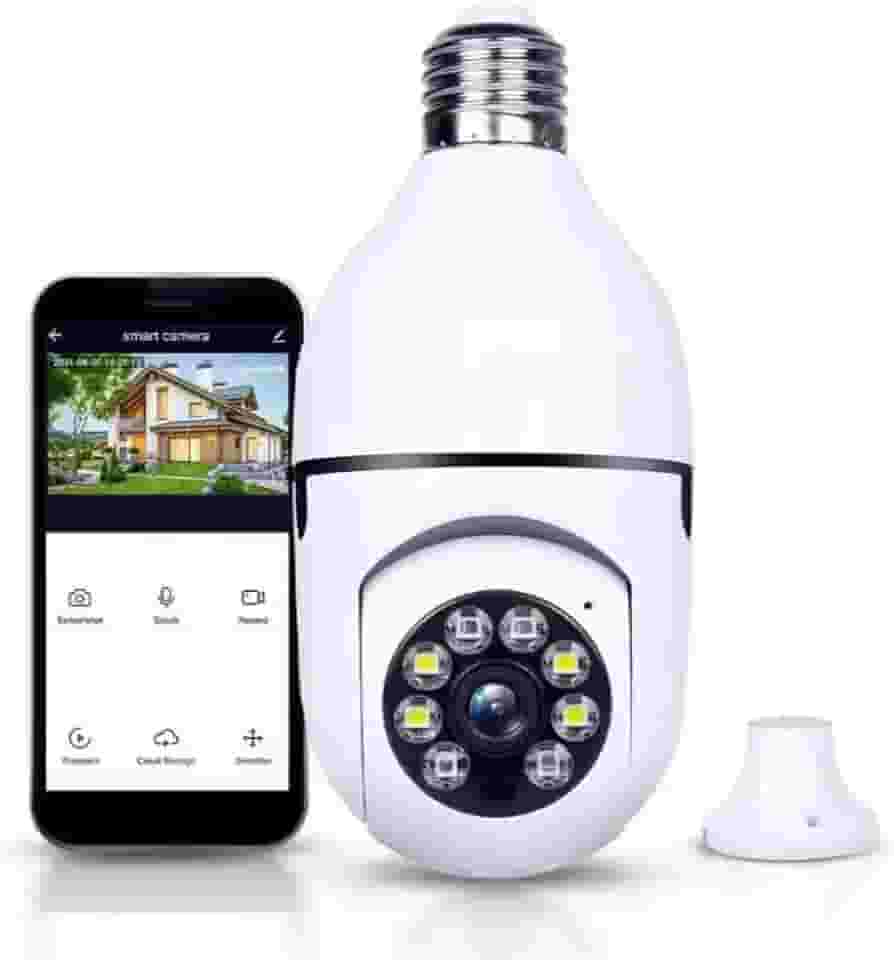 Câmera de Segurança Lâmpada Wi-Fi 360° | Visão Noturna Infravermelha | Áudio Bidirecional | Sensor de Movimento Inteligente | Instalação Fácil em Soquete E27 – Linha Premium
