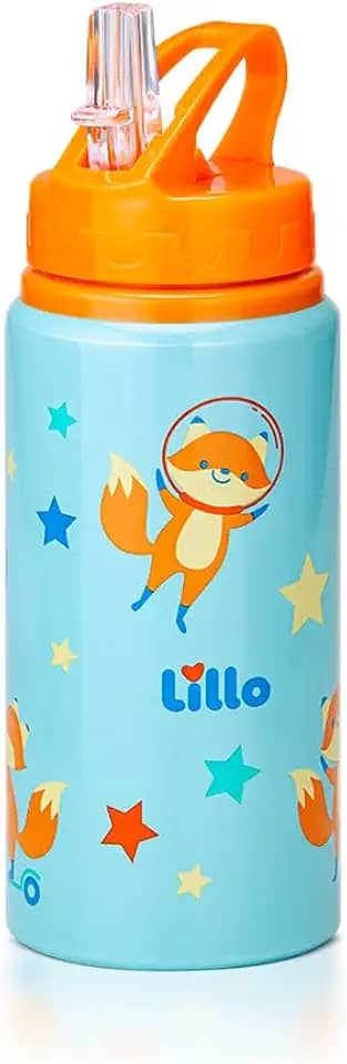 Garrafa Infantil de Alumínio Raposinha com bebedor retrátil 550 ml Lillo