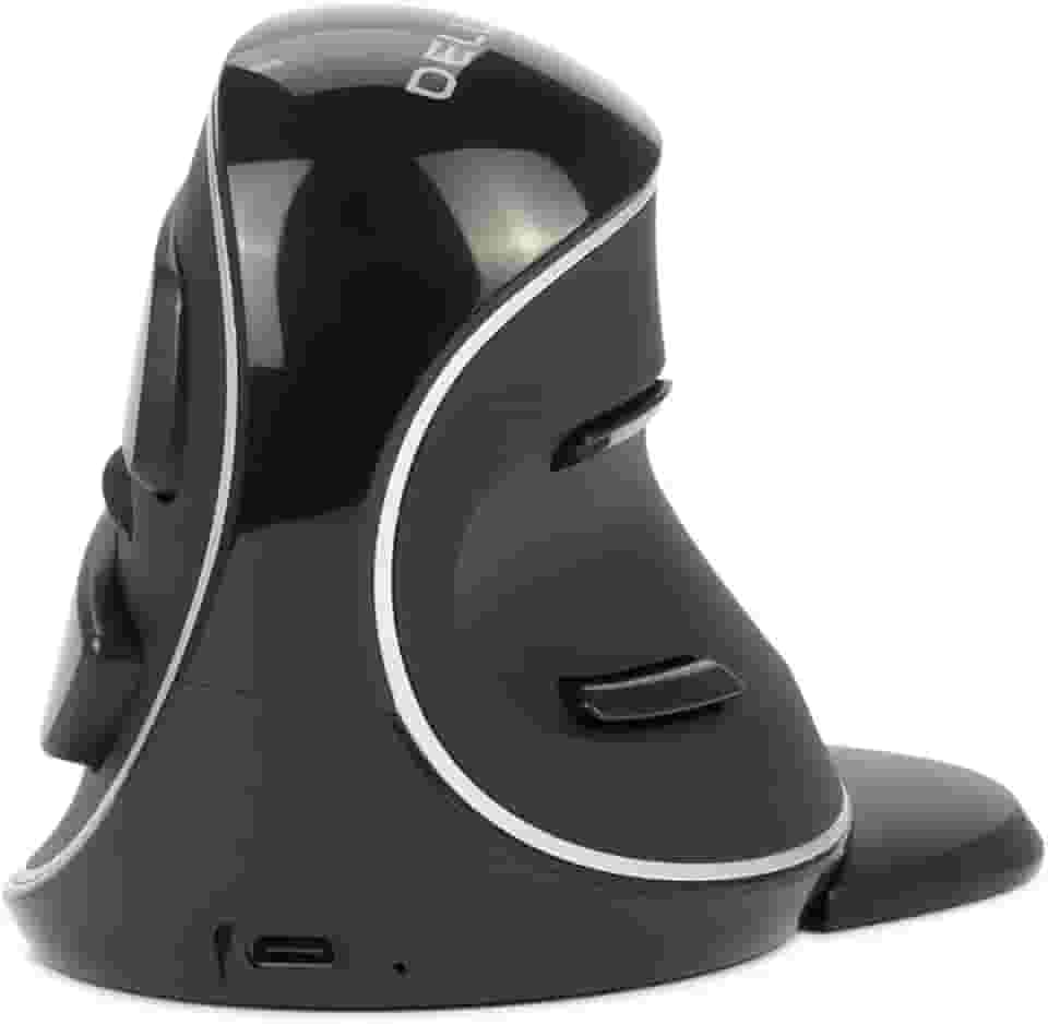 DeLUX Mouse Ergonômico sem Fio com 4000 DPI, Mouse Vertical Recarregável 2.4G com Receptor USB e Bluetooth, 6 Botões, Apoio para as Mãos Removível para Túnel do Carpo (M618PD-Preto)