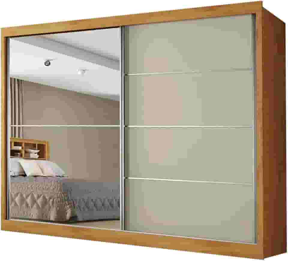 Guarda Roupas Casal 2 Portas de Correr com Espelho 4 Gavetas Flex 100% MDF Madeirado/Off Whit Austria