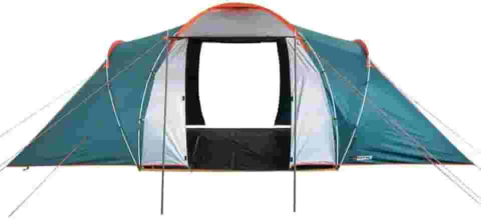 NAUTIKA, Barraca para acampamento familiar com quartos separados Modelo Explorer com capacidade para 4/6 pessoas. Coluna d’água de 2500mm. Modelo iglu autoportante. Verde e cinza