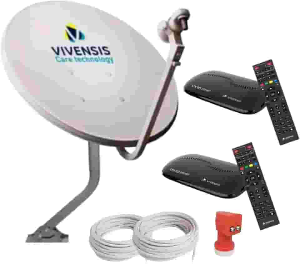 Kit Duplo Vivensis C/ 2 Receptores Vx10, Antena 60cm, LNBF e Cabos