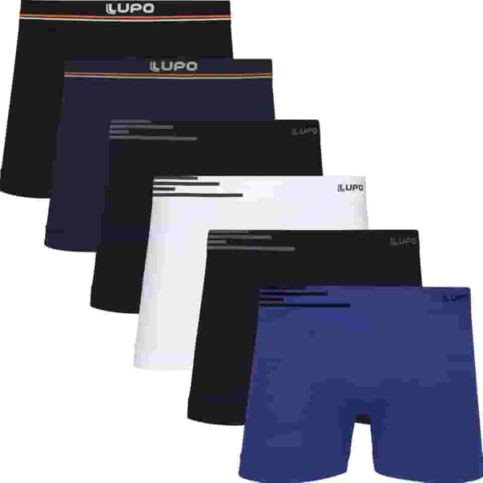 Kit 6 Cuecas Boxer Lupo Microfibra Poliamida Sem Costura Adulto Masculino