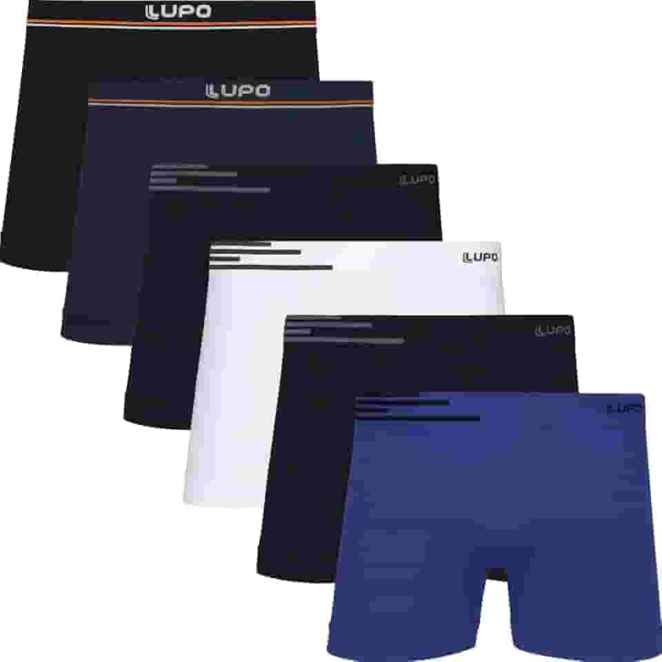Kit 6 Cuecas Boxer Lupo Microfibra Poliamida Sem Costura Adulto Masculino