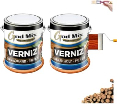 Kit 2 Verniz Para Madeira Base Água Sem Odor 900ml Premium Godmix (Marfim)