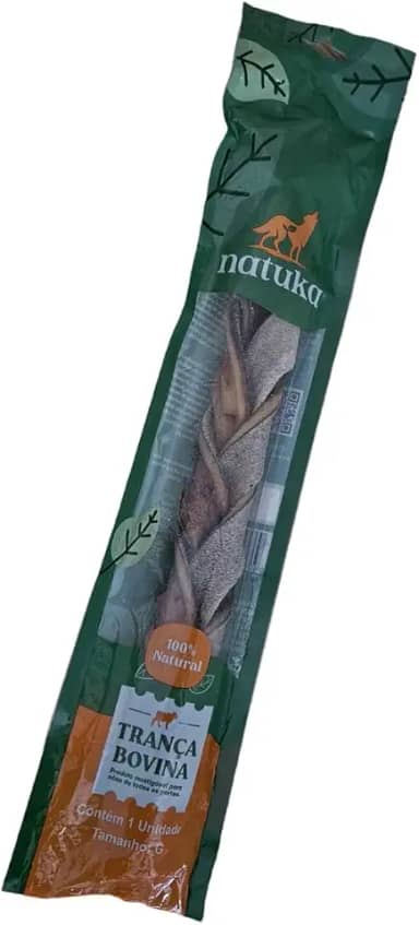 Trança Bovina Desidratada - Modedor Natural para Cães - Natuka (Grande)