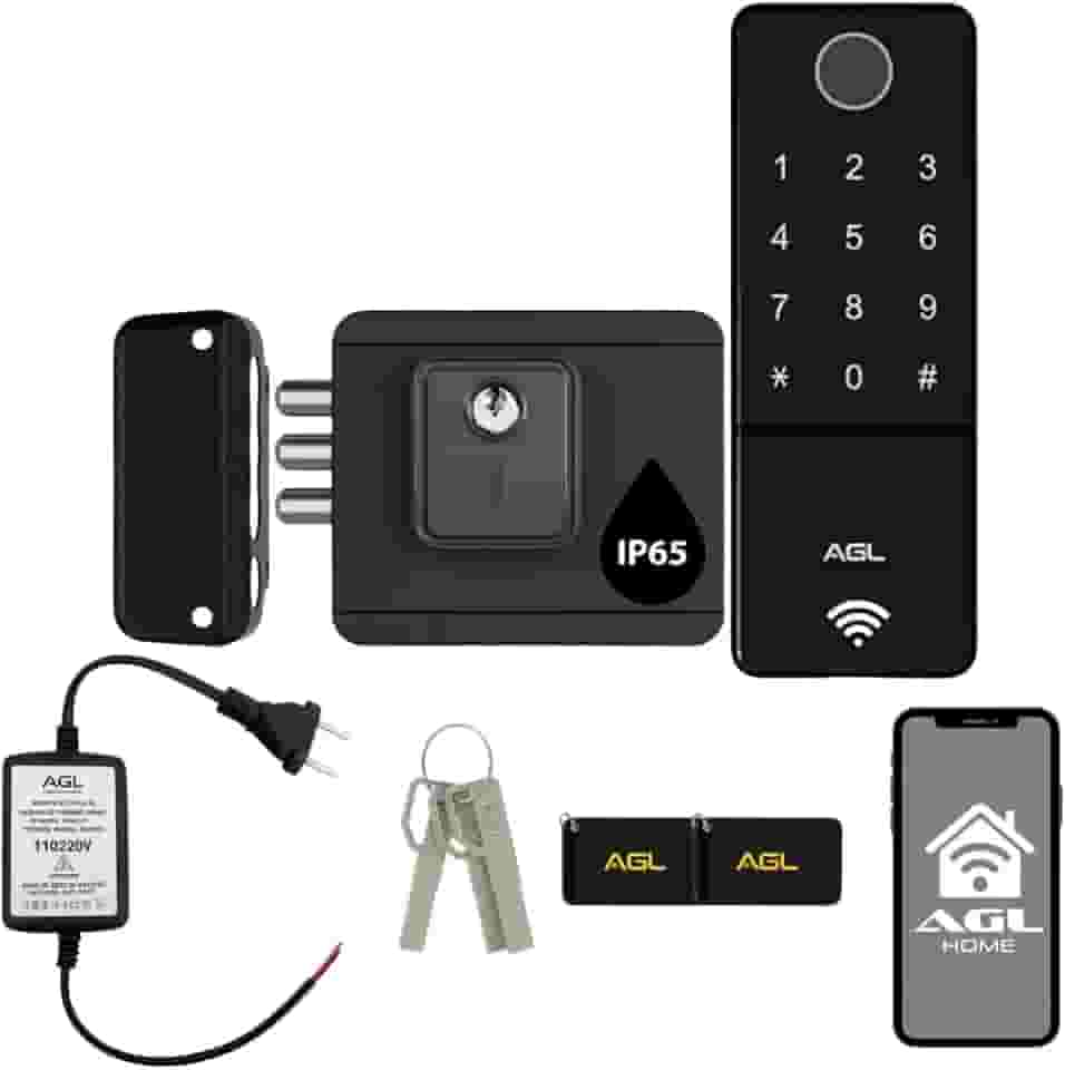 Fechadura Eletrônica Wi-Fi AGL Ultra Touch com Biometria Senha Tag App Bluetooth para Portão Externo