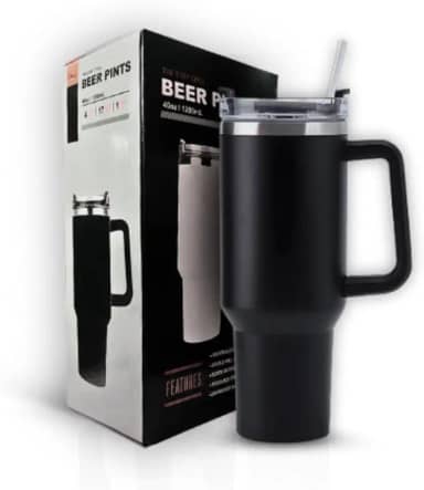 Copo Térmico Grande 1200 Ml Canudo Inox Parede Dupla Cor preto