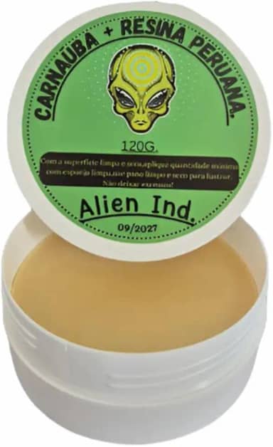 Cera Automotiva Carnaúba + Resina Peruana Alien Cera 120g | Brilho Espelhado, Remove Pequenos Riscos, Proteção e Revitalização da Pintura e Queimados