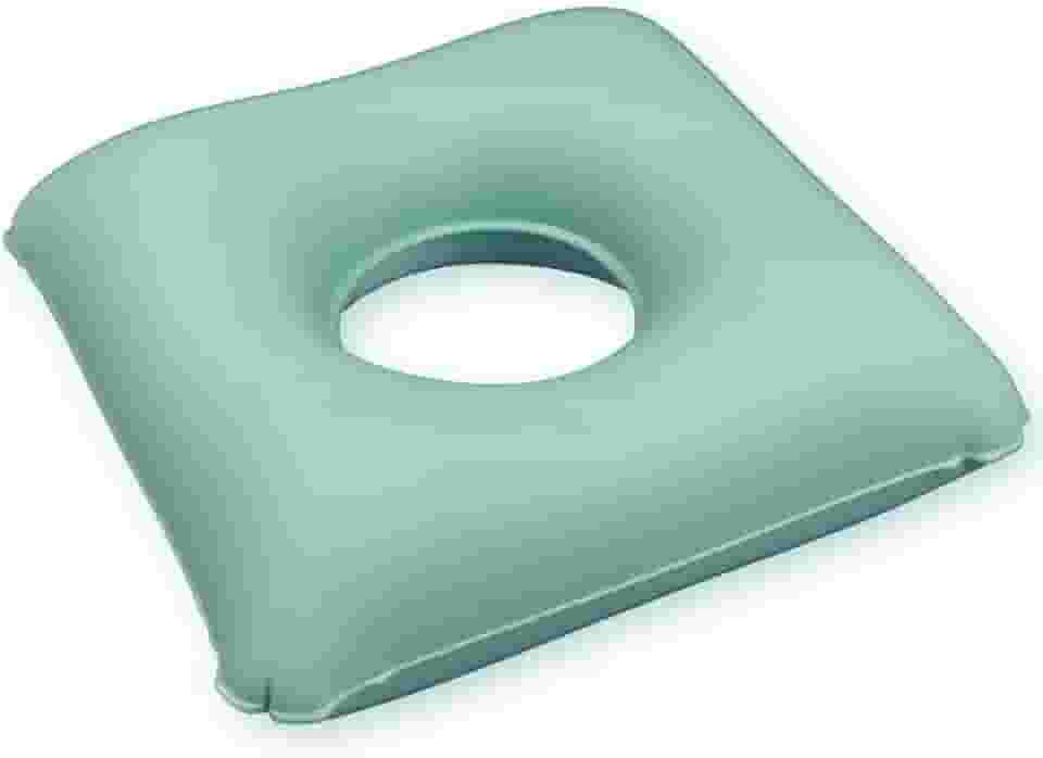 Almofada Inflável Ortopédica com Orifício, 45x45cm, Suporta 130kg, para Cadeira de Rodas, Escritório e Pós-Cirúrgico, Verde Menta