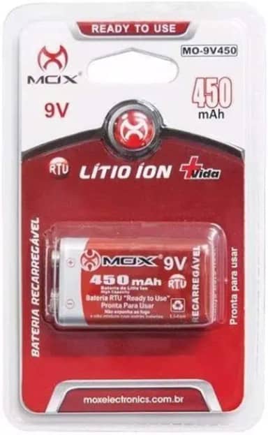 BATERIA 9V RECARREGAVEL MOX MO-9V450-RTU