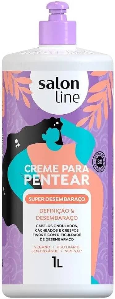 Salon Line, Creme de Pentear, Super Desembaraço, Vegano - Para Cabelos Cacheados, Crespos e em Transição, 1 L