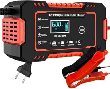 Carregador de Bateria Automotivo Inteligente 12V para Carros e Motos com Tela Digital, Proteção contra Sobrecarga