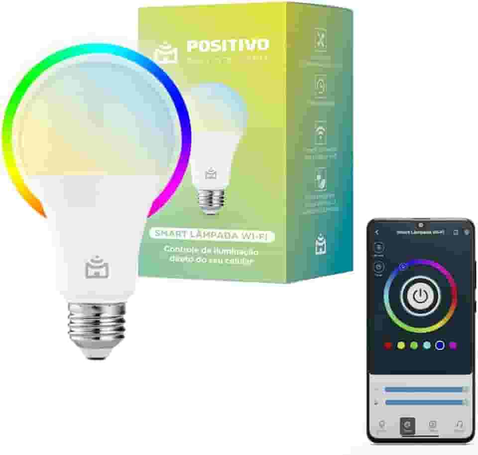 Smart Lâmpada Wi-Fi Positivo Casa Inteligente, Iluminação Branca (Quente e Fria) e RGB (Até 16 Milhões de Cores), 9W, 806 Lúmens, LED, Bivolt, Compatível com Alexa e Google Assistente