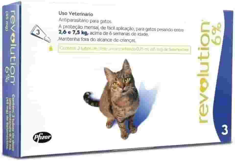 Revolution. 6% Azul-Cx.45mg, 0,75ml Gatos Zoetis para Gatos - 3 Pipetas