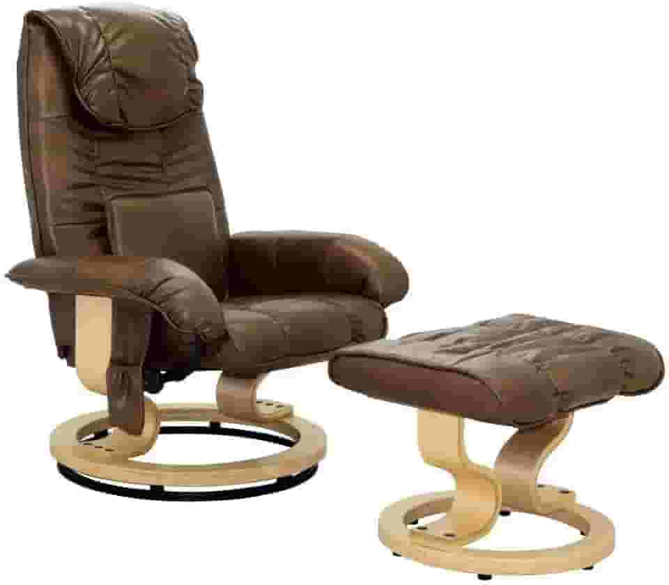 Poltrona de Massagem Grenaa Elétrica Reclinável Giratória PU Marrom Vintage - Gran Belo