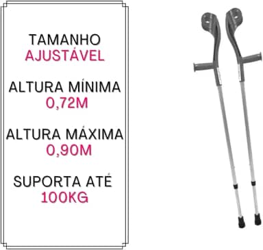 Par De Muleta Canadense Fixa Alumínio Indaiá - Cinza