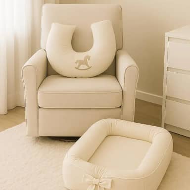 Combo Ninho Redutor Berço Palha e Almofada Amamentação Bebê Linho Bordada Menina Menino Unisex Off White Baby Infantil (Doce Memoria) 100% Algodão