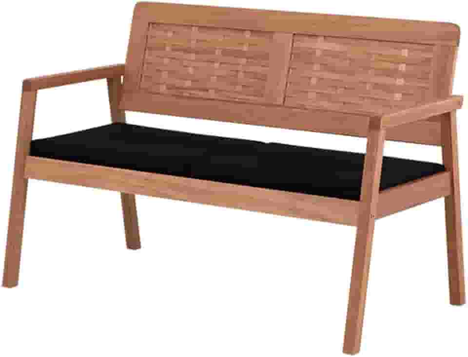 Sofá 2 Lugares para Jardim Varanda Área Externa 1,16 m Traço Meu Móvel de Madeira - Castanheira e Tecido Preto Castanheira