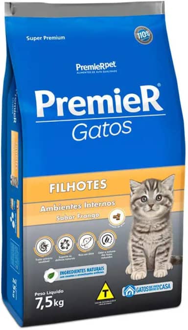 Ração Premier Ambientes Internos Para Gatos Filhotes Sabor Frango - 7,5Kg Premier Pet Filhotes - Sabor Frango