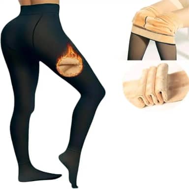 Meia Calça Feminina Térmica Peluciada Forrada Grossa Preta De Lã Inverno Confortável com Pé Quentinha Translúcida 220g