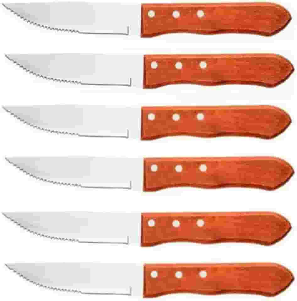 Facas tipo Outback Conjunto Para Churrasco 6 Peças Jumbo Wooden 5 Cabo de Madeira