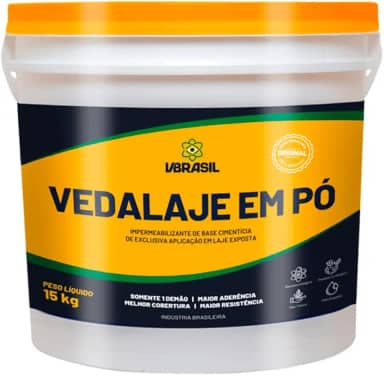 Vedalaje Original Em Pó Balde 15kg Impermeabilizante Para Uso Massa Cimento Áreas Externas Previne Infiltrações