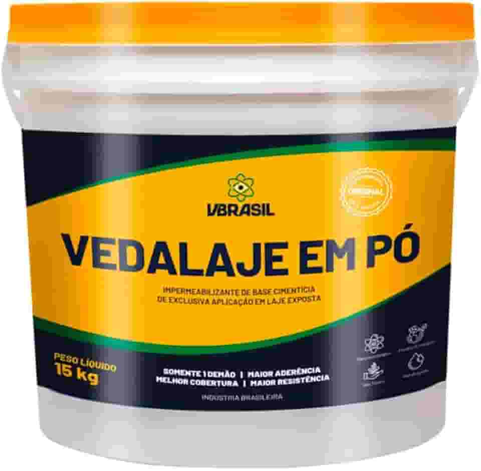 Vedalaje Original Em Pó Balde 15kg Impermeabilizante Para Uso Massa Cimento Áreas Externas Previne Infiltrações