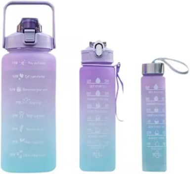 Kit 3 Garrafa De Água Squeeze Galão 2l Litros Motivacional Academia Colorida Antivazamento 3D Tie Dye Frases Português (cores variadas)