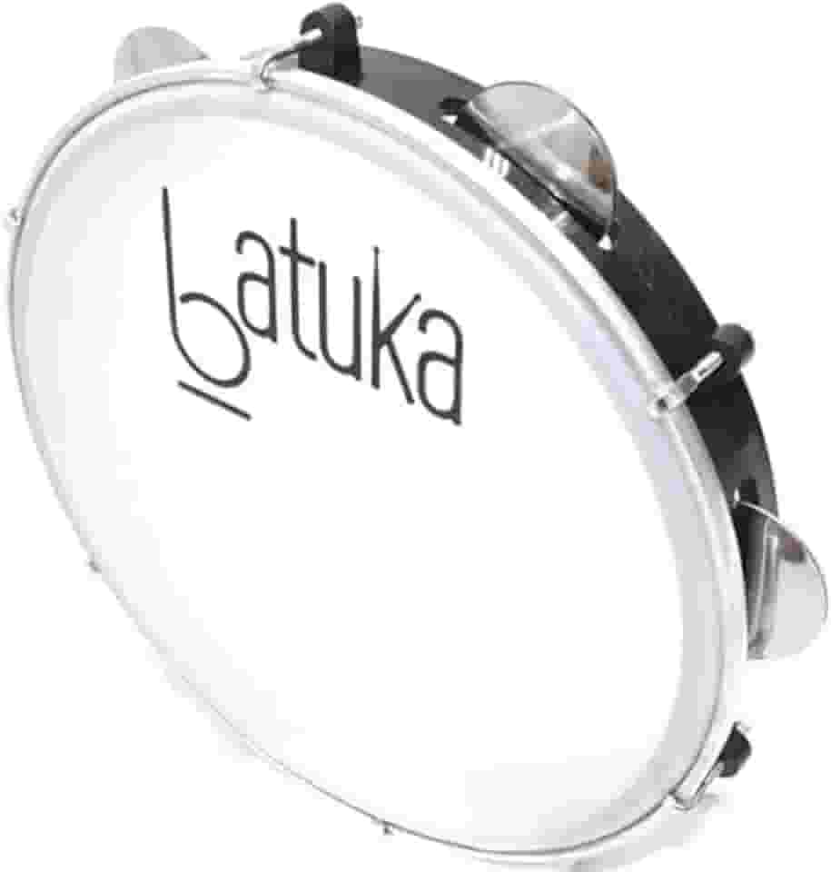 Pandeiro 10' Abs Preto Plat Inox Pele Pele Leitosa Batuka- Luen