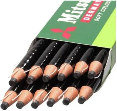 Lápis Dermatográfico MitsuBishi Sobrancelha Pele Vidro Filme, 12 Unidades