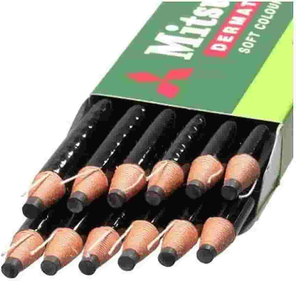 Lápis Dermatográfico MitsuBishi Sobrancelha Pele Vidro Filme, 12 Unidades