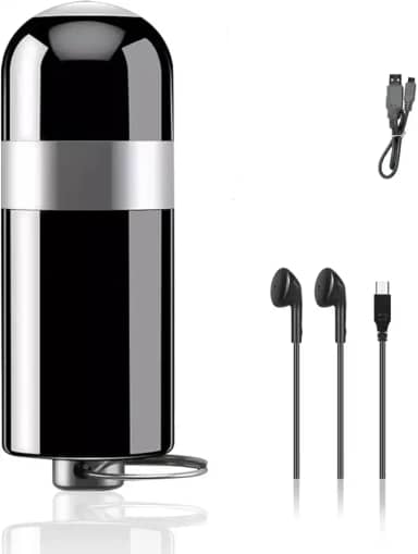 Mini Gravador Voz Som Digital Super Pequeno, 16GB, USB 2.0, Ditafone Recarregável Design de Chaveiro para Trabalho, Palestras, Reuniões, Entrevistas