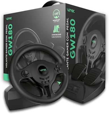VOLANTE GAMER COM PEDAL GW180 VINIK PARA PC / PS4 / XBOX/SWITCH