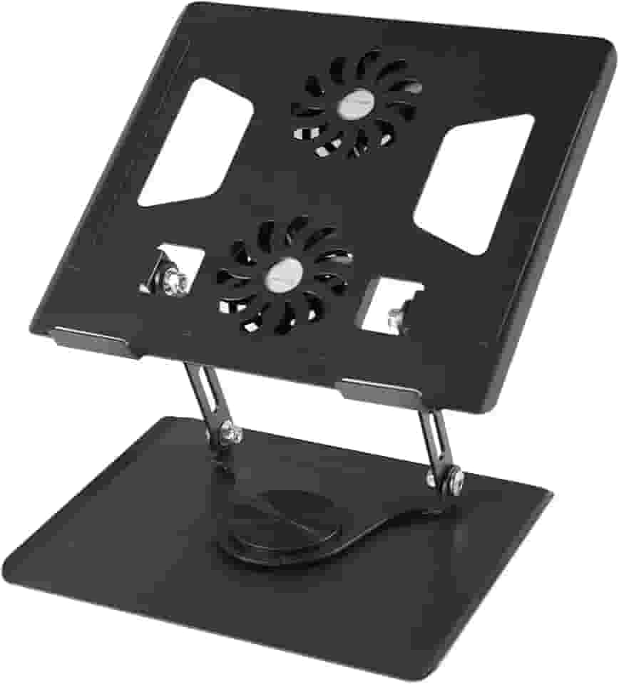 Suporte para Notebook com Cooler e Base Giratória 360° Dobrável e Ajustável (Preto), Resfriador de notebook
