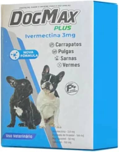DogMax Plus - Ação 4 em 1 - Remédio para pulgas, carrapatos, vermes e sarna 4 Comprimidos 15kg
